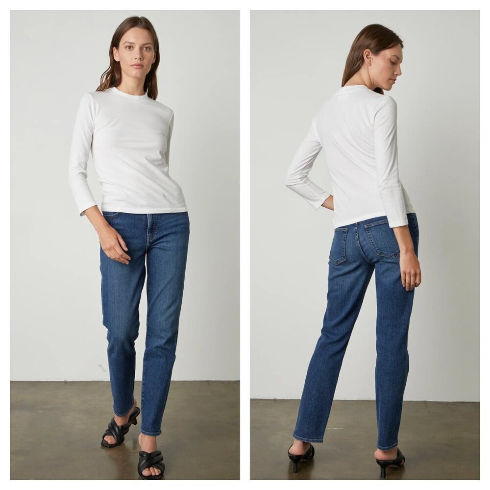 Velvet Graham & Spencer Victoria High Rise Straight Leg Jeans in Anchor Wash 25
